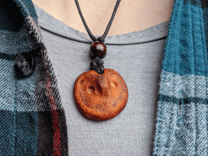 Hand-Carved Avocado Stone Owl Spirit Guide Necklace