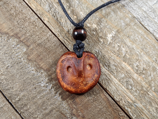 Hand-Carved Avocado Stone Owl Spirit Guide Necklace
