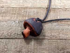 Hand-Carved Avocado Stone Mushroom Necklace