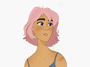 pink hair girl by jennibeedoodles