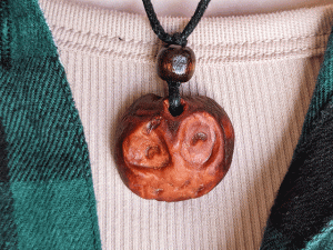 hand-carved avocado stone owl totem necklace