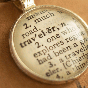 traveler dictionary page pendant necklace