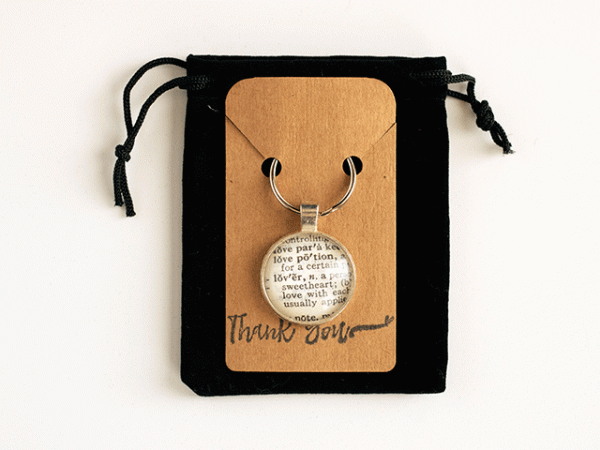 love dictionary page necklace pendant