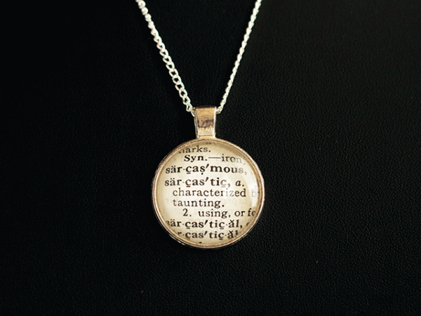 sarcastic dictionary page necklace pendant