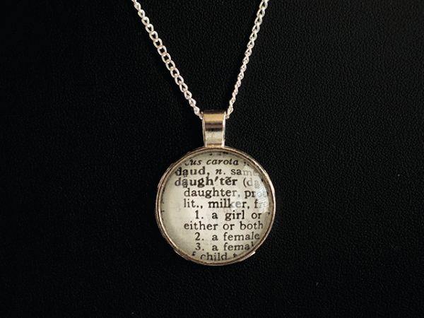 daughter dictionary page necklace pendant
