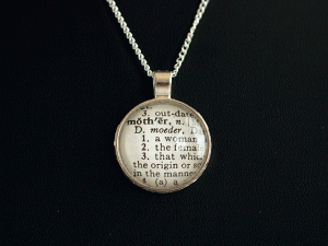 mother dictionary page necklace pendant