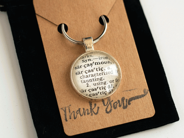 sarcastic dictionary page necklace pendant