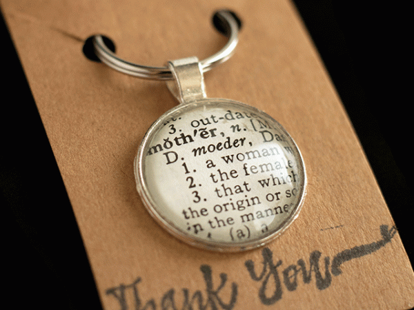 mother dictionary page necklace pendant