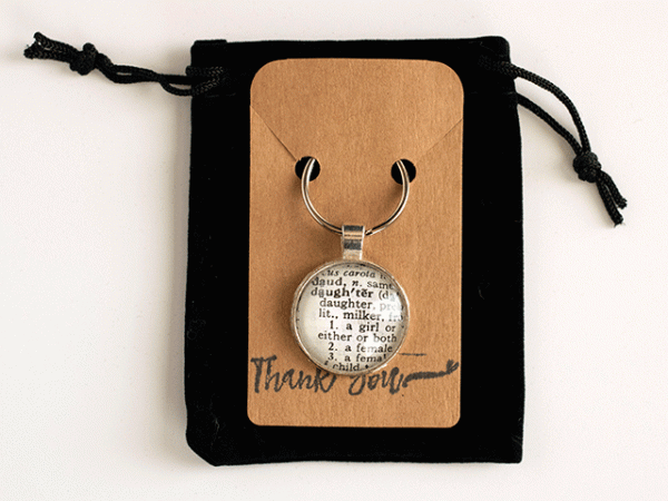 daughter dictionary page necklace pendant