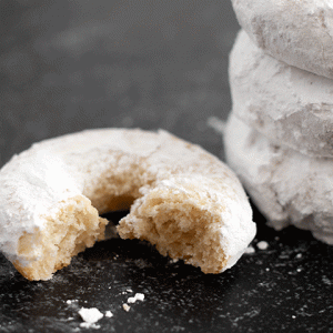 sourdough discard mini lemon snowball doughnut