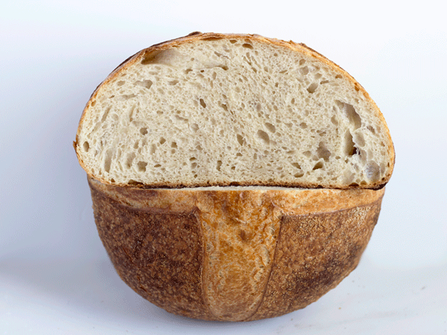 naturally leavened, cold proofed, artisan-style white bread