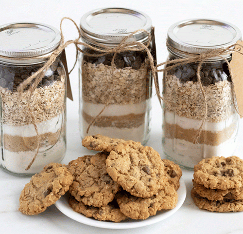 Large Glass Cookie Jar w/ Mini Chocolate Chip Cookies