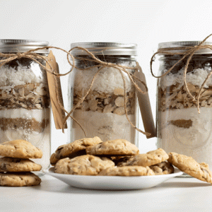 almond joy chocolate chip cookie mix jars