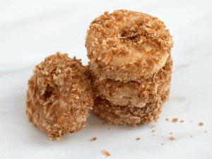 sourdough discard coconut crunch mini doughnuts