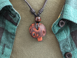 Poison mushroom necklacd with red garnets