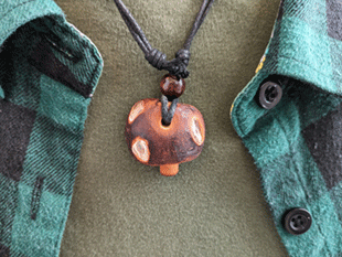 Poison Mushroom Necklace with Quartz Avocado carving by Jennibee