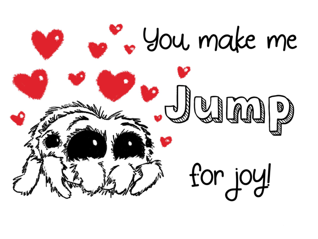 lucas the spider Valentine's Day card by jennibee