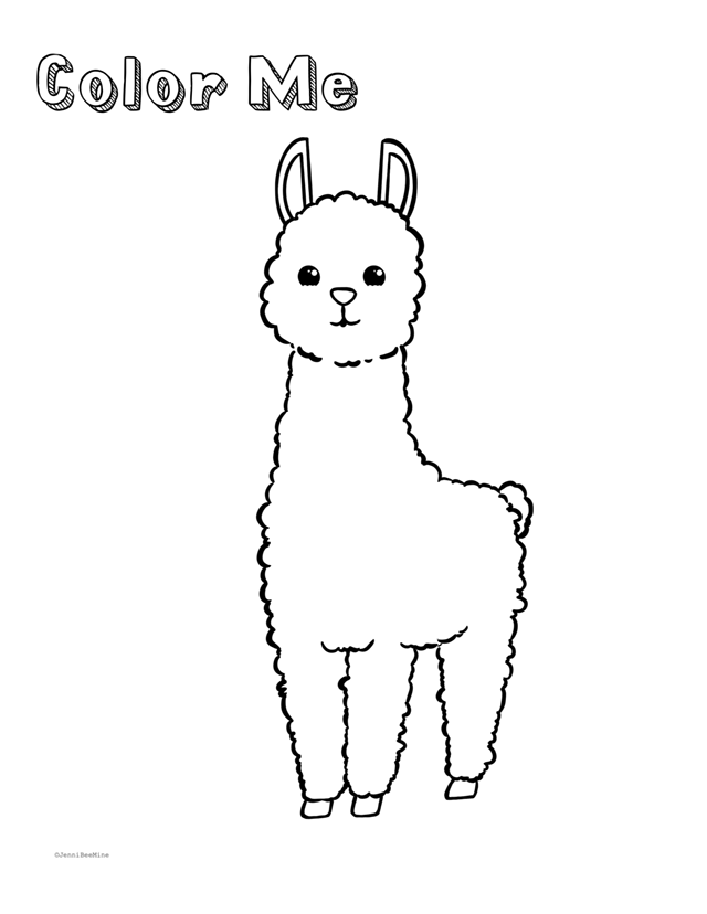 preschool printables alpaca color me page by jennibee