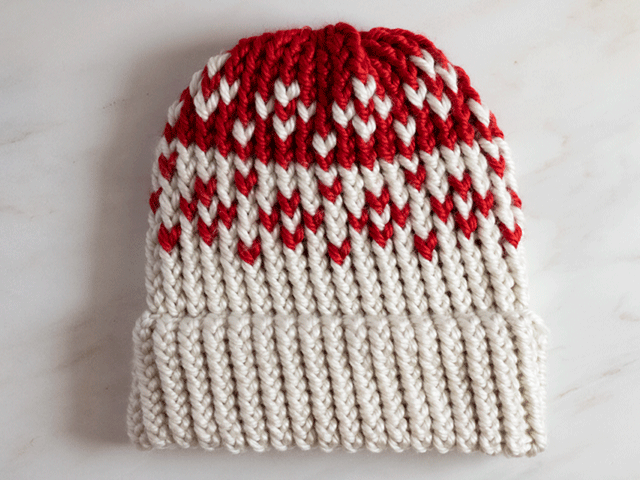 loom knit fair isle beanie