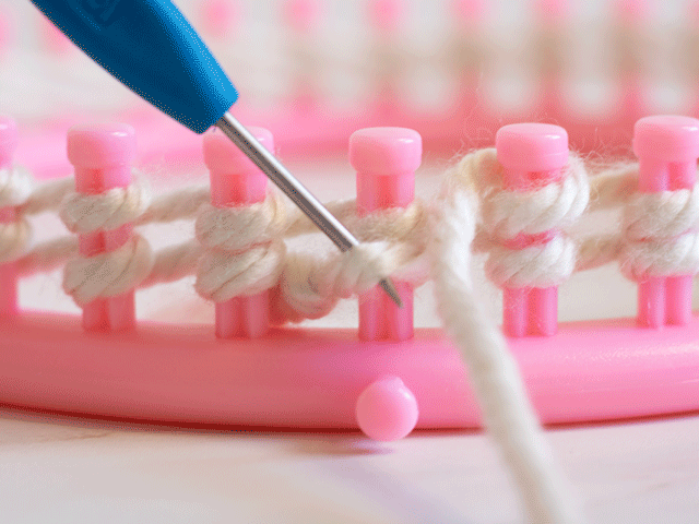 knitting a loom knit fair isle beanie
