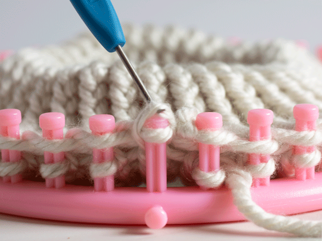 how to loom knit the brim of a fair isle beanie