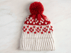 loom knit red and white beanie by jennibeemine