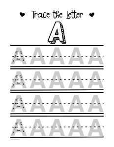 Trace the Letter Big A preschool printable